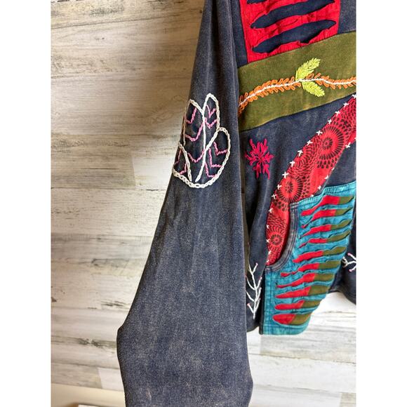 Rising International Women’s L Multicolor Embroidered Zip-Up Hoodie Sweatshirt - Picture 2 of 6